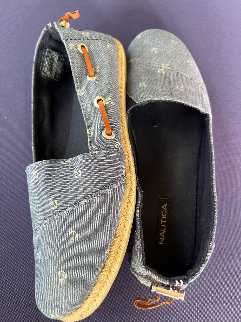 Nautica Anchor Denim Boat Espadrille Shoes Size 8